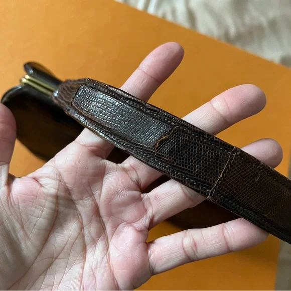 Alligator Purse Handle-bag Brown Clutch - Picture 6 of 6